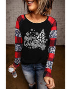 Azura Exchange Plaid Leopard Patchwork Long Sleeve Top - M
