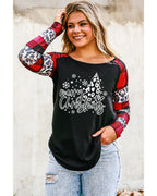 Azura Exchange Plaid Leopard Patchwork Long Sleeve Top - M