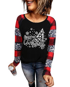 Azura Exchange Plaid Leopard Patchwork Long Sleeve Top - M