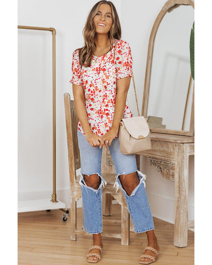 Azura Exchange Ruffle Bubble Sleeve Blouse - L