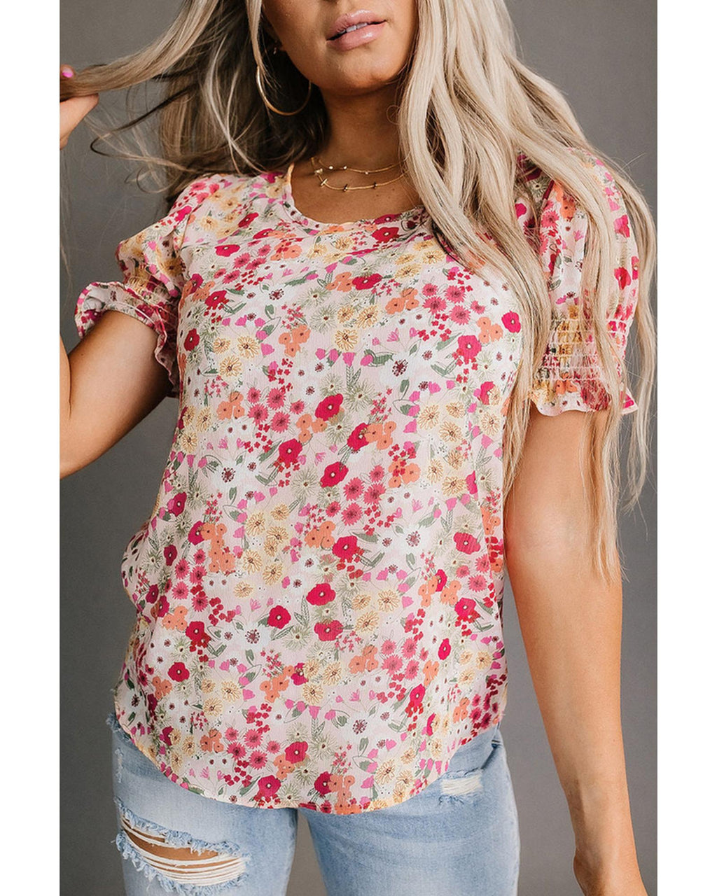 Azura Exchange Ruffle Bubble Sleeve Blouse - L