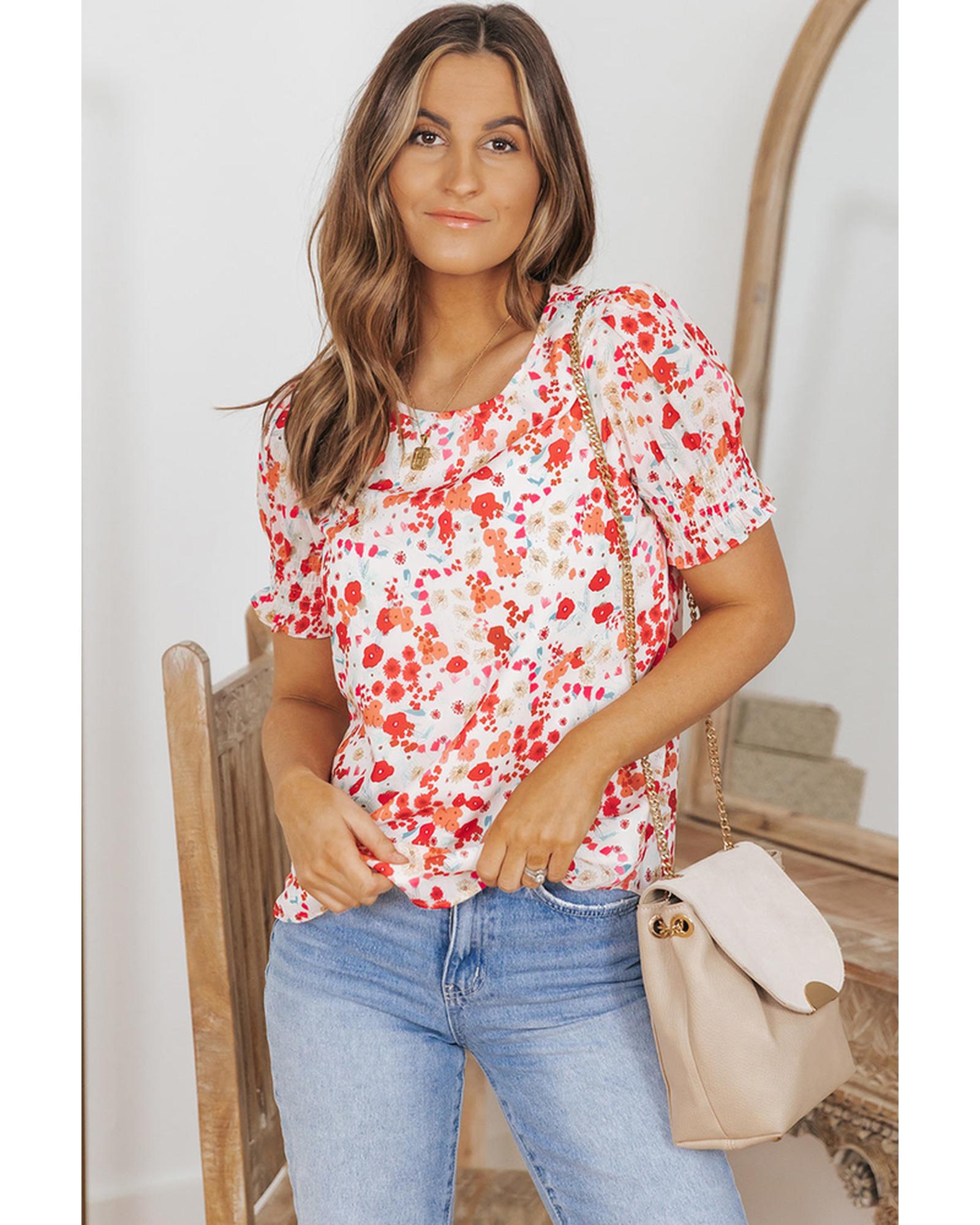 Azura Exchange Ruffle Bubble Sleeve Blouse - M