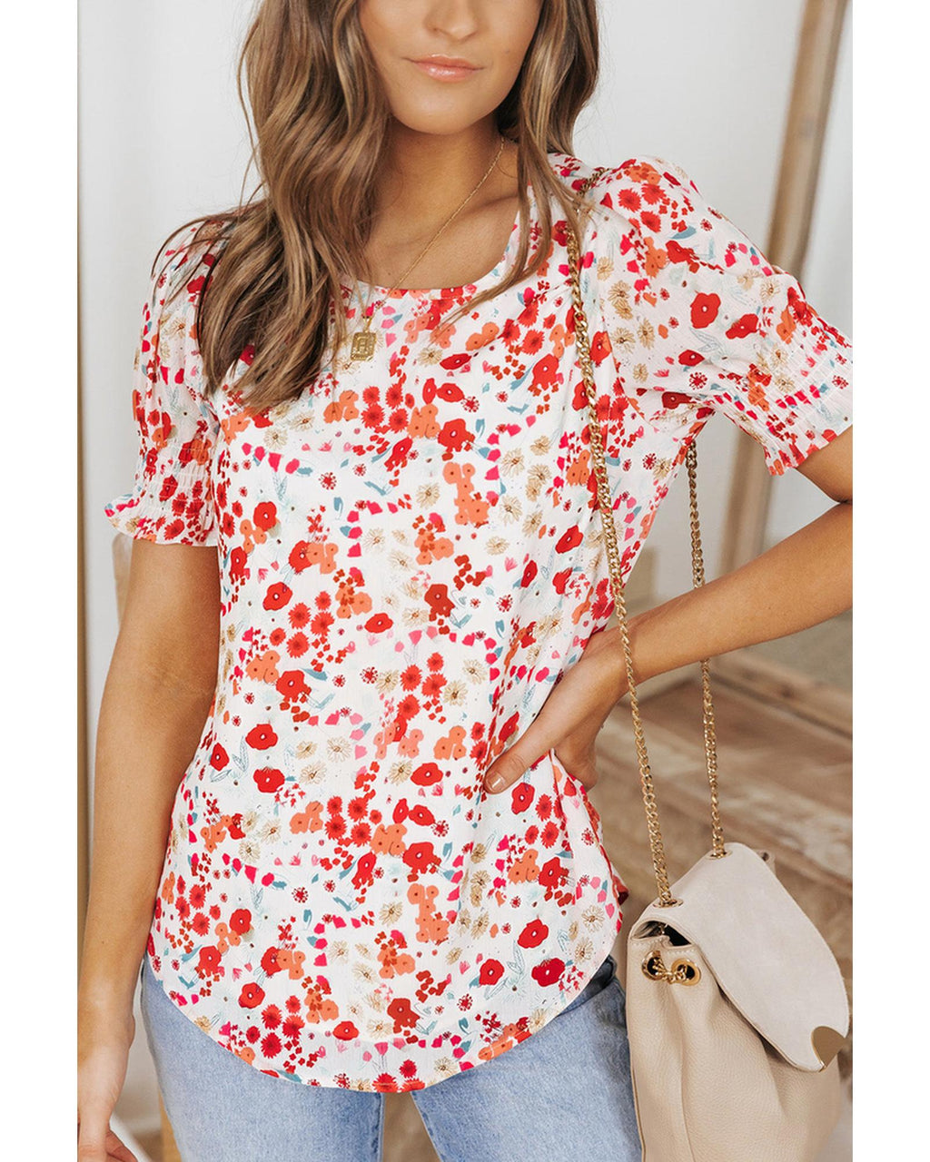 Azura Exchange Ruffle Bubble Sleeve Blouse - M