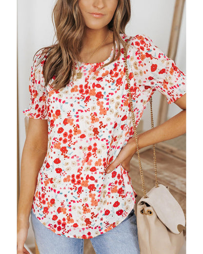 Azura Exchange Ruffle Bubble Sleeve Blouse - M