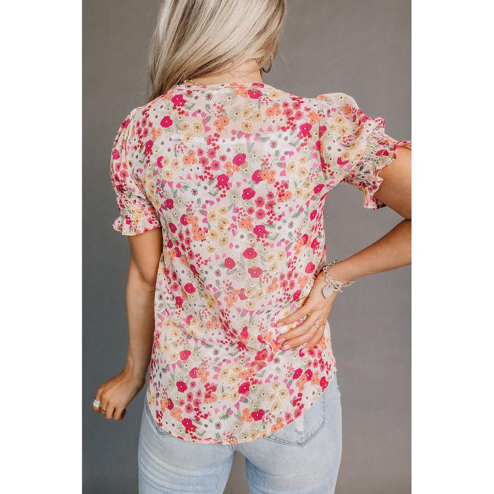 Azura Exchange Ruffle Bubble Sleeve Blouse - M