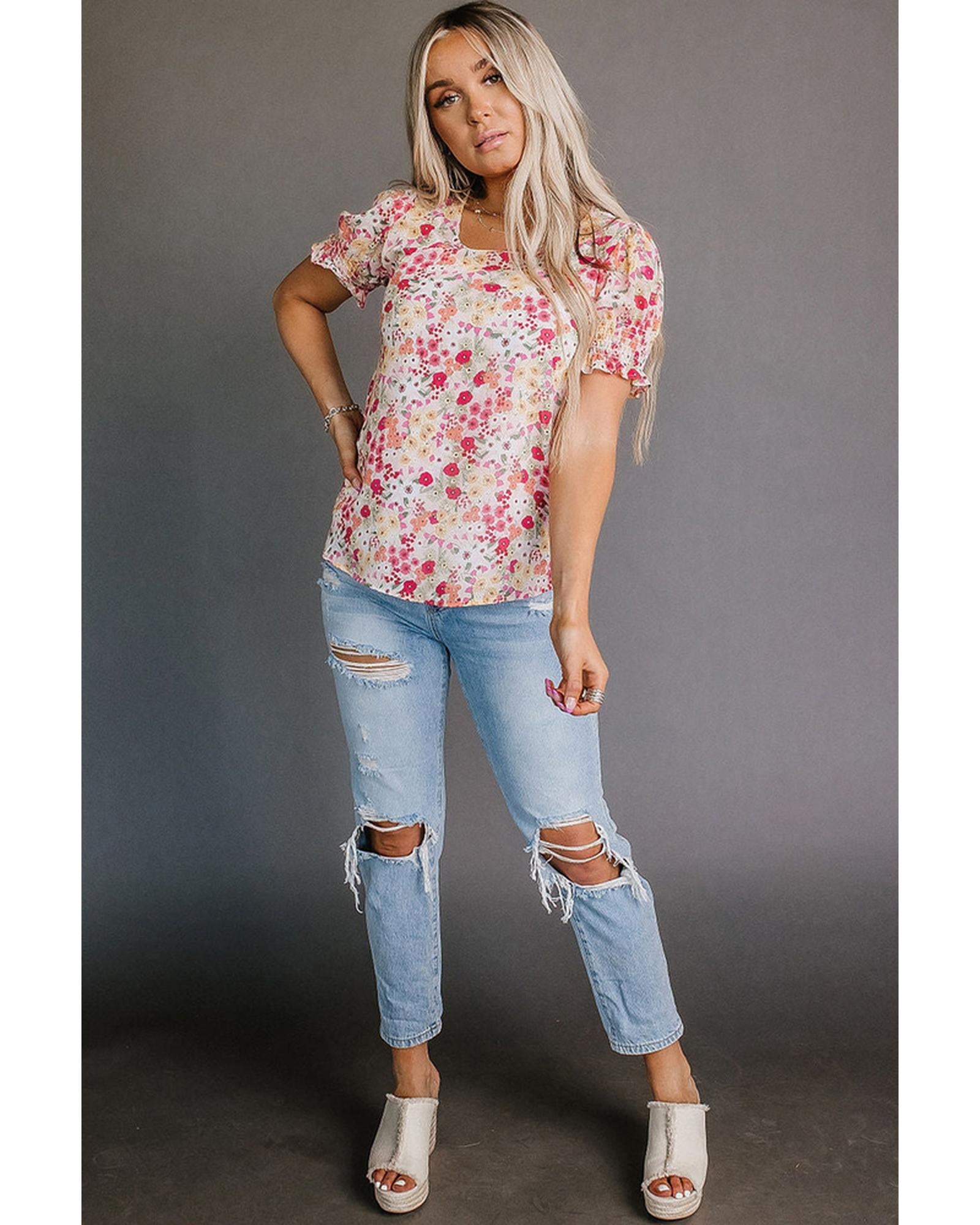 Azura Exchange Ruffle Bubble Sleeve Blouse - M