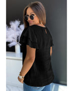 Azura Exchange Tiered Ruffled Short Sleeve Blouse - L
