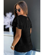Azura Exchange Tiered Ruffled Short Sleeve Blouse - S