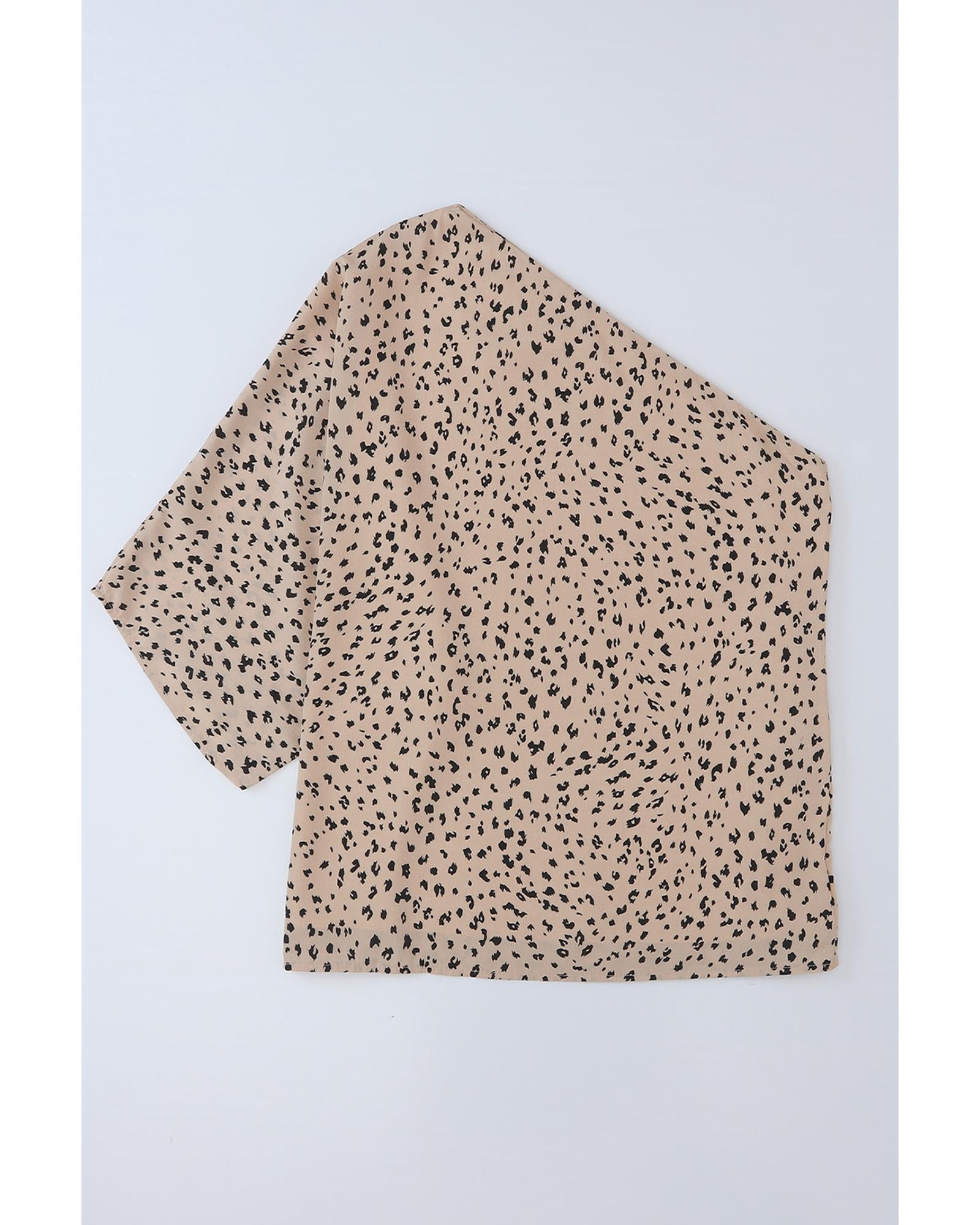 Azura Exchange Leopard Asymmetric One Shoulder Blouse - M
