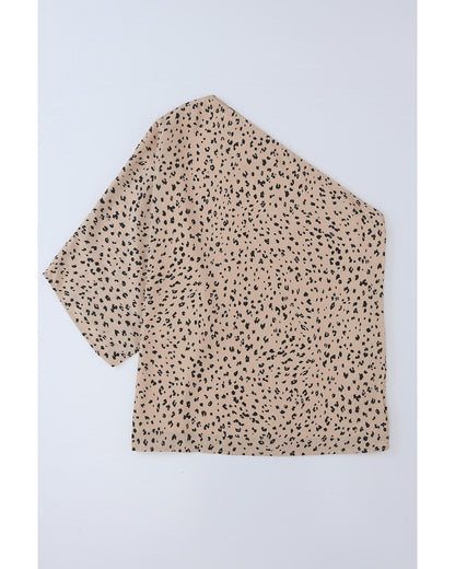 Azura Exchange Leopard Asymmetric One Shoulder Blouse - S