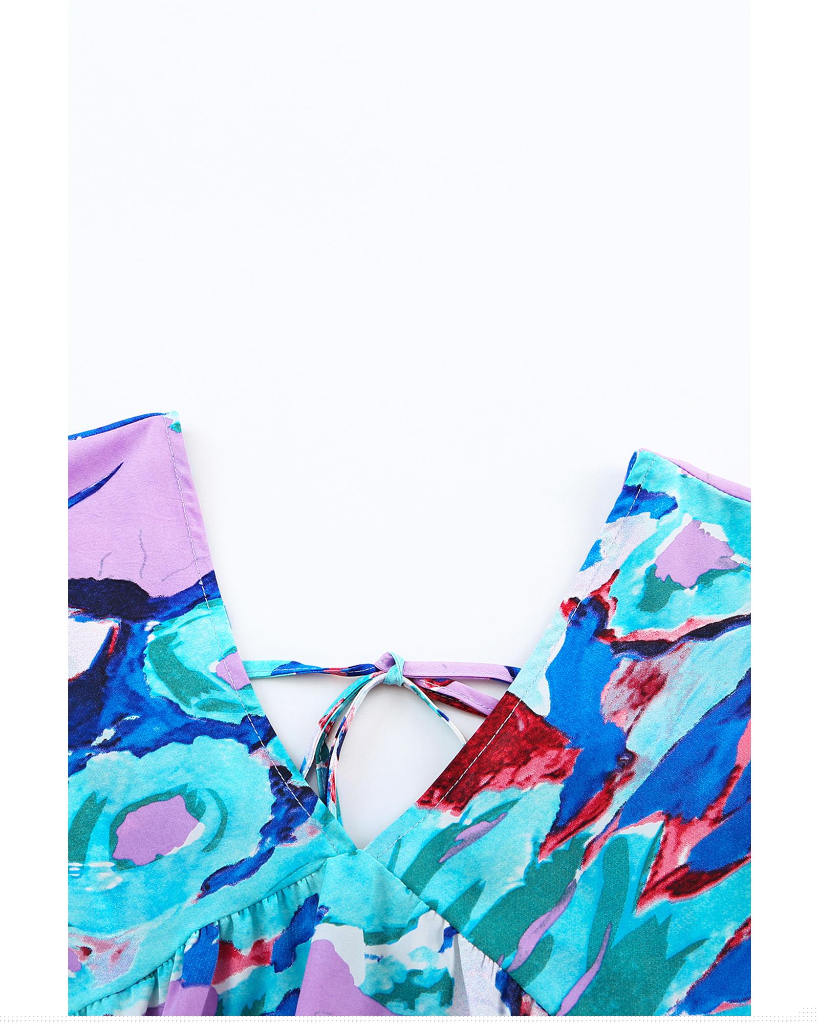 Azura Exchange Print Flutter Sleeve Blouse - M
