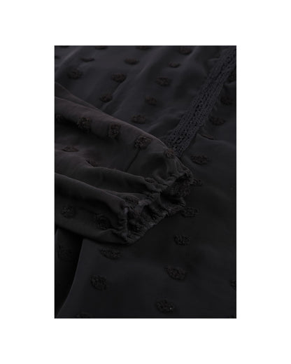 Azura Exchange Swiss Dot Ruffle Babydoll Blouse - M