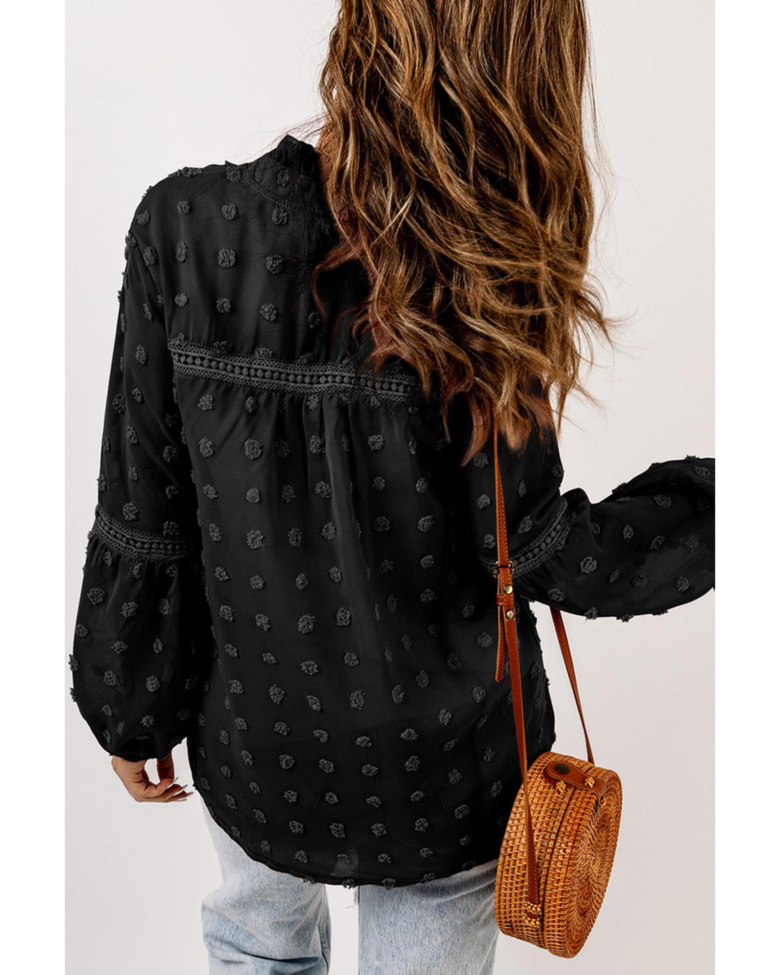 Azura Exchange Swiss Dot Ruffle Babydoll Blouse - S Secondary image