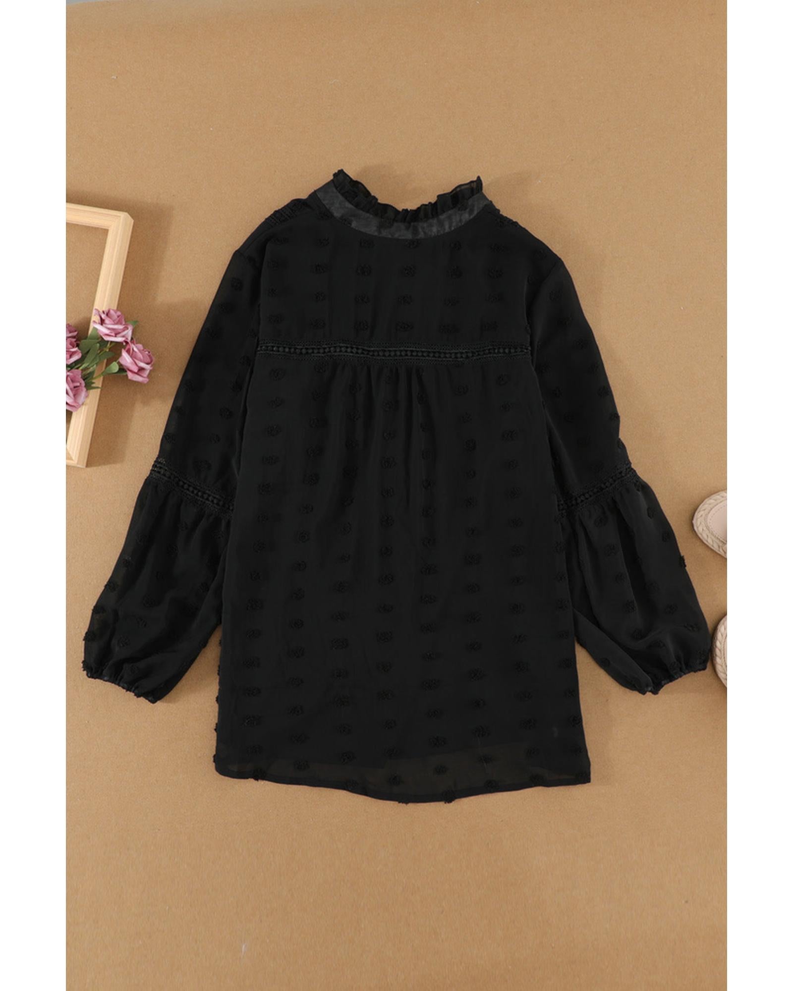 Azura Exchange Swiss Dot Ruffle Babydoll Blouse - S