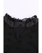 Azura Exchange Swiss Dot Ruffle Babydoll Blouse - XL