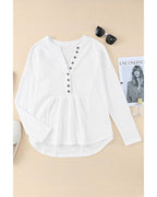 Azura Exchange Waffle Knit Half Button Henley Top - M