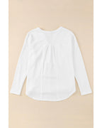 Azura Exchange Waffle Knit Half Button Henley Top - M