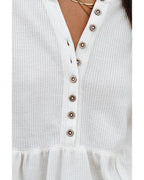 Azura Exchange Waffle Knit Half Button Henley Top - S