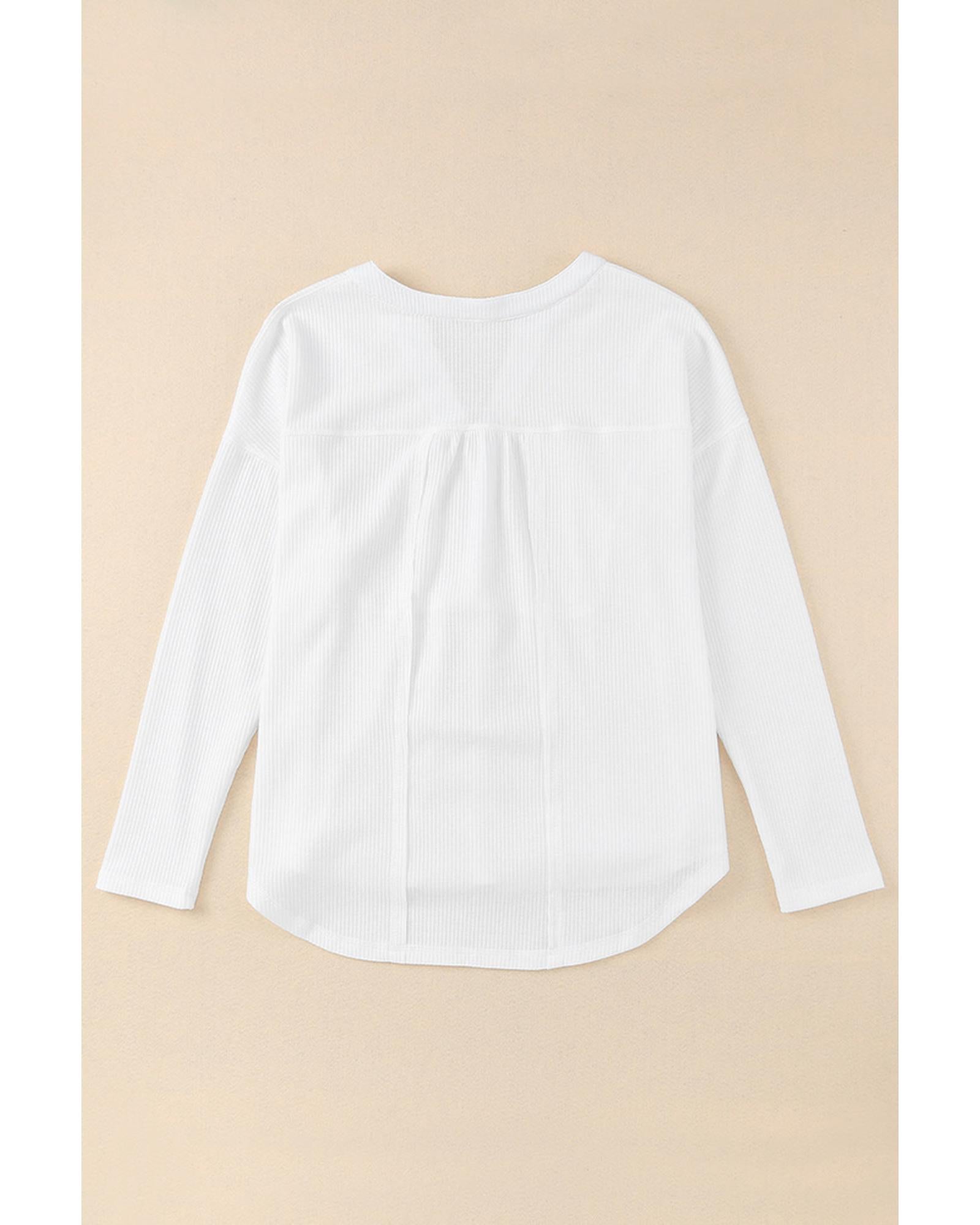 Azura Exchange Waffle Knit Half Button Henley Top - S
