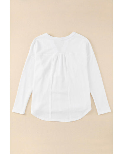 Azura Exchange Waffle Knit Half Button Henley Top - S