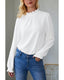 Azura Exchange Frilled Textured Bishop Sleeve Blouse - L