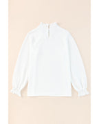 Azura Exchange Frilled Textured Bishop Sleeve Blouse - L