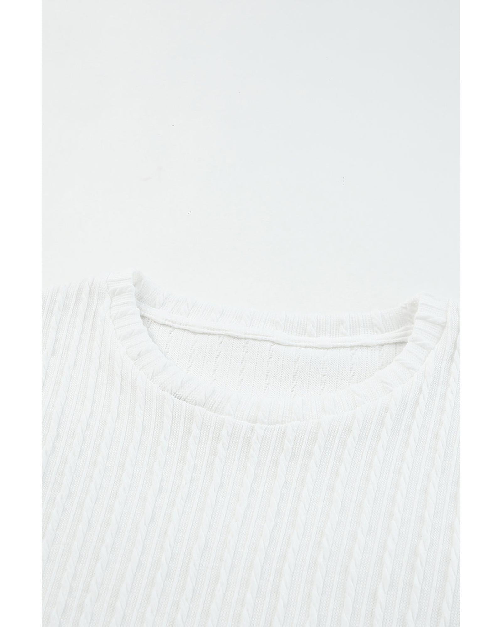 Azura Exchange Applique Mesh Sleeves Textured Knit Blouse - XL