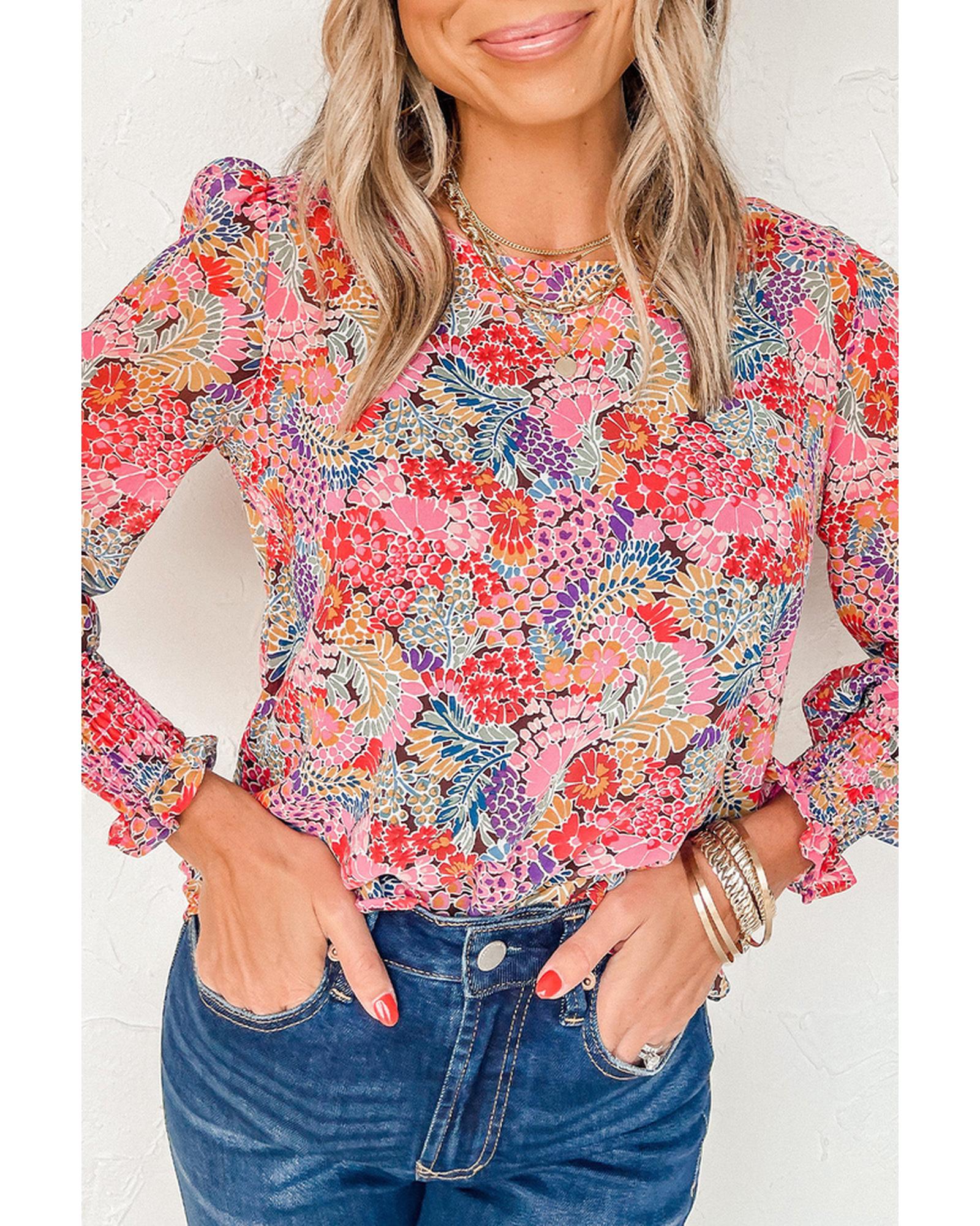 Azura Exchange Floral Puff Sleeve Blouse - XL Main image