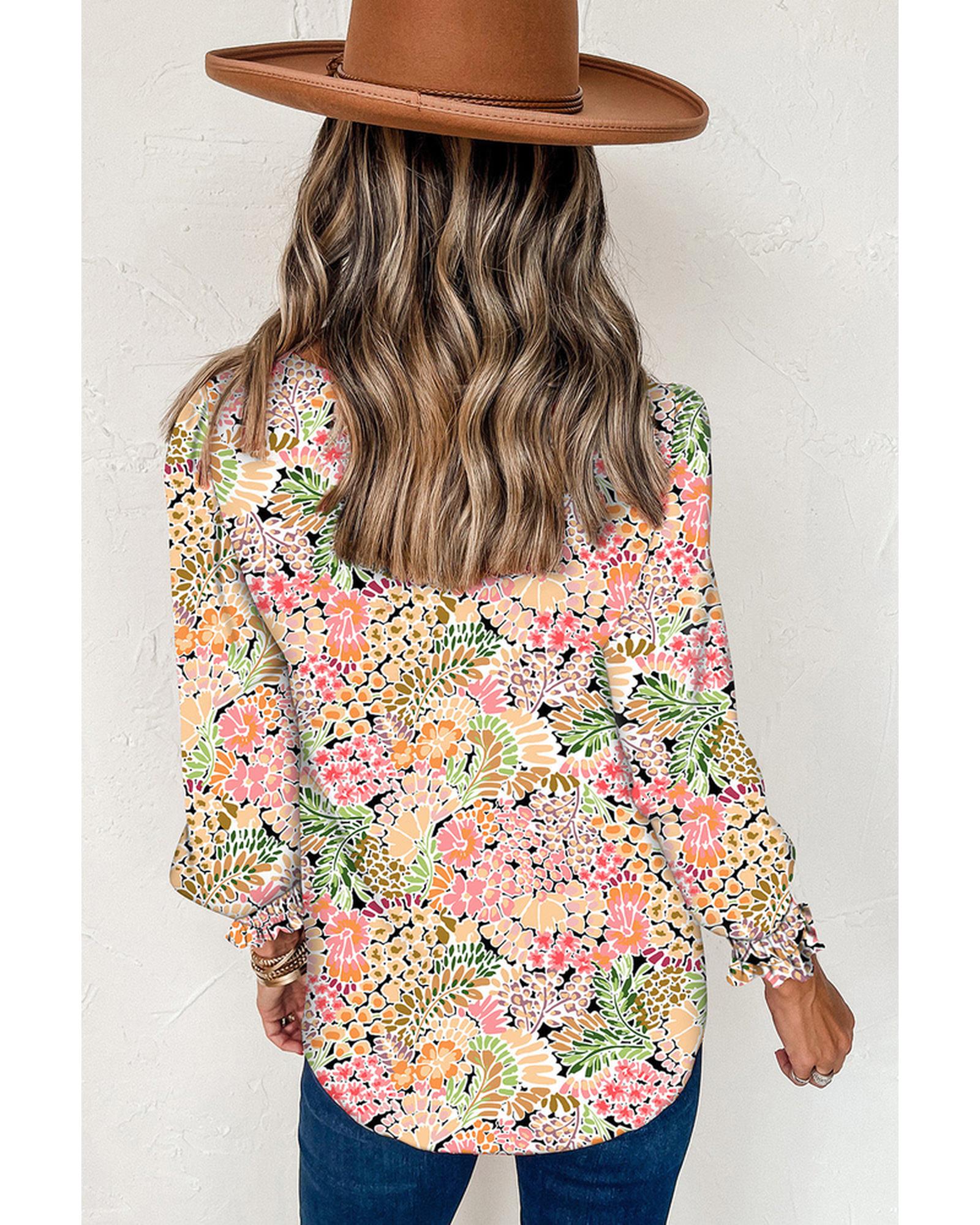 Azura Exchange Floral Print Puff Sleeve Blouse - XL Secondary image