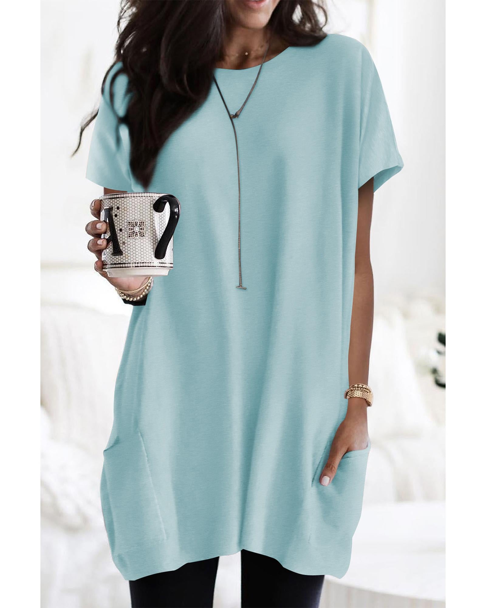 Azura Exchange Side Pockets Short Sleeve Tunic Top - S Main image