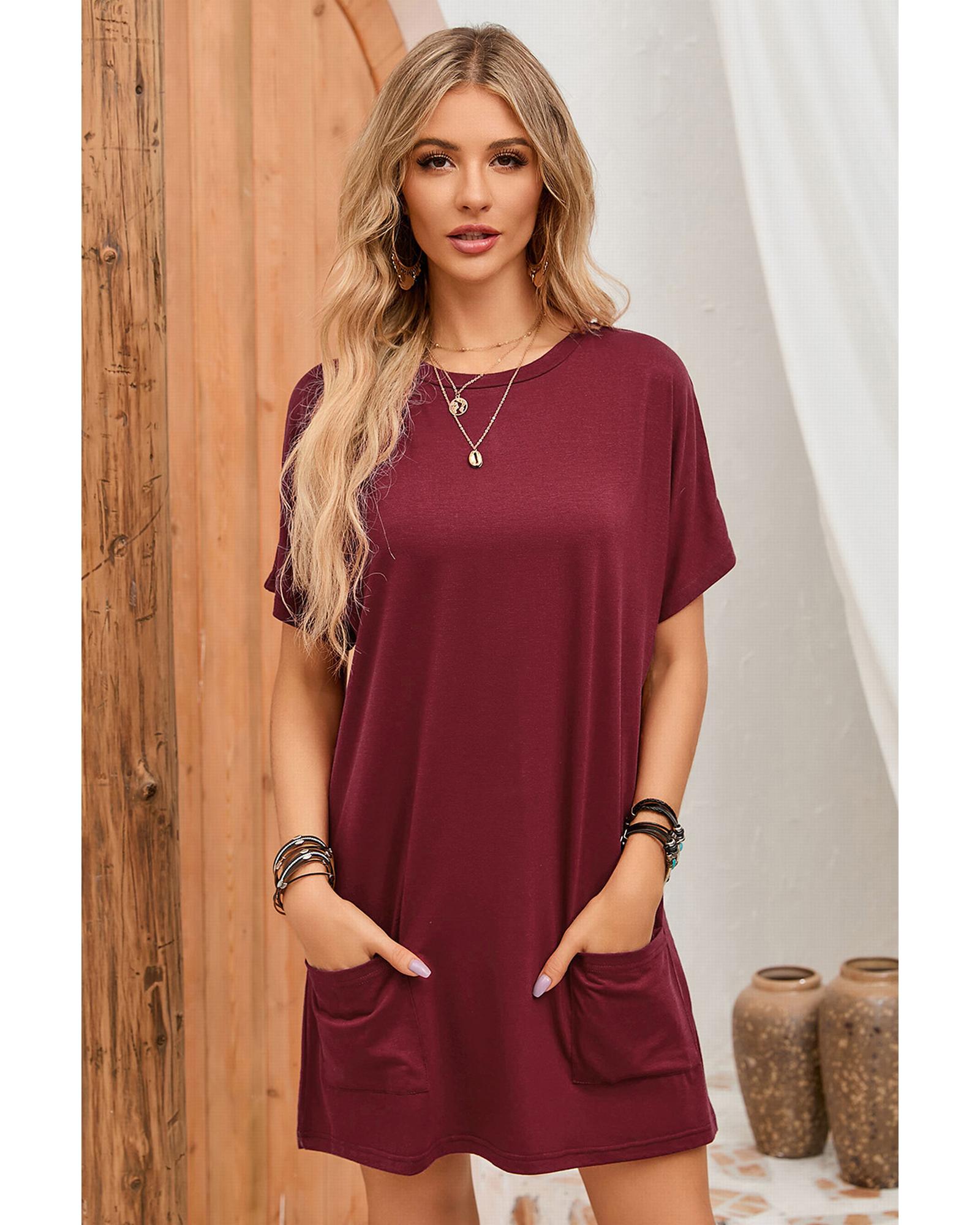 Azura Exchange Short Sleeve Tunic Top with Side Pockets - S Main image