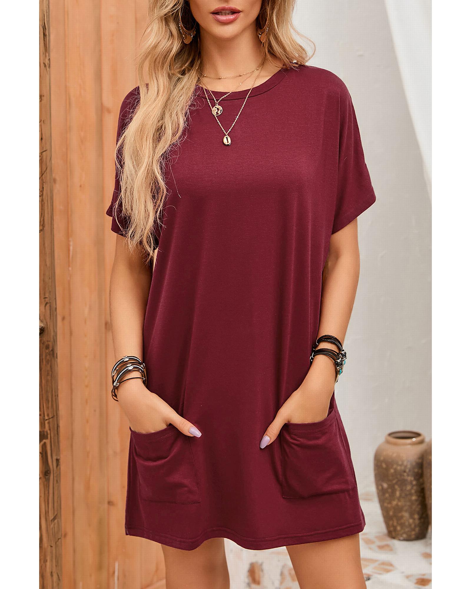 Azura Exchange Short Sleeve Tunic Top with Side Pockets - S Secondary image