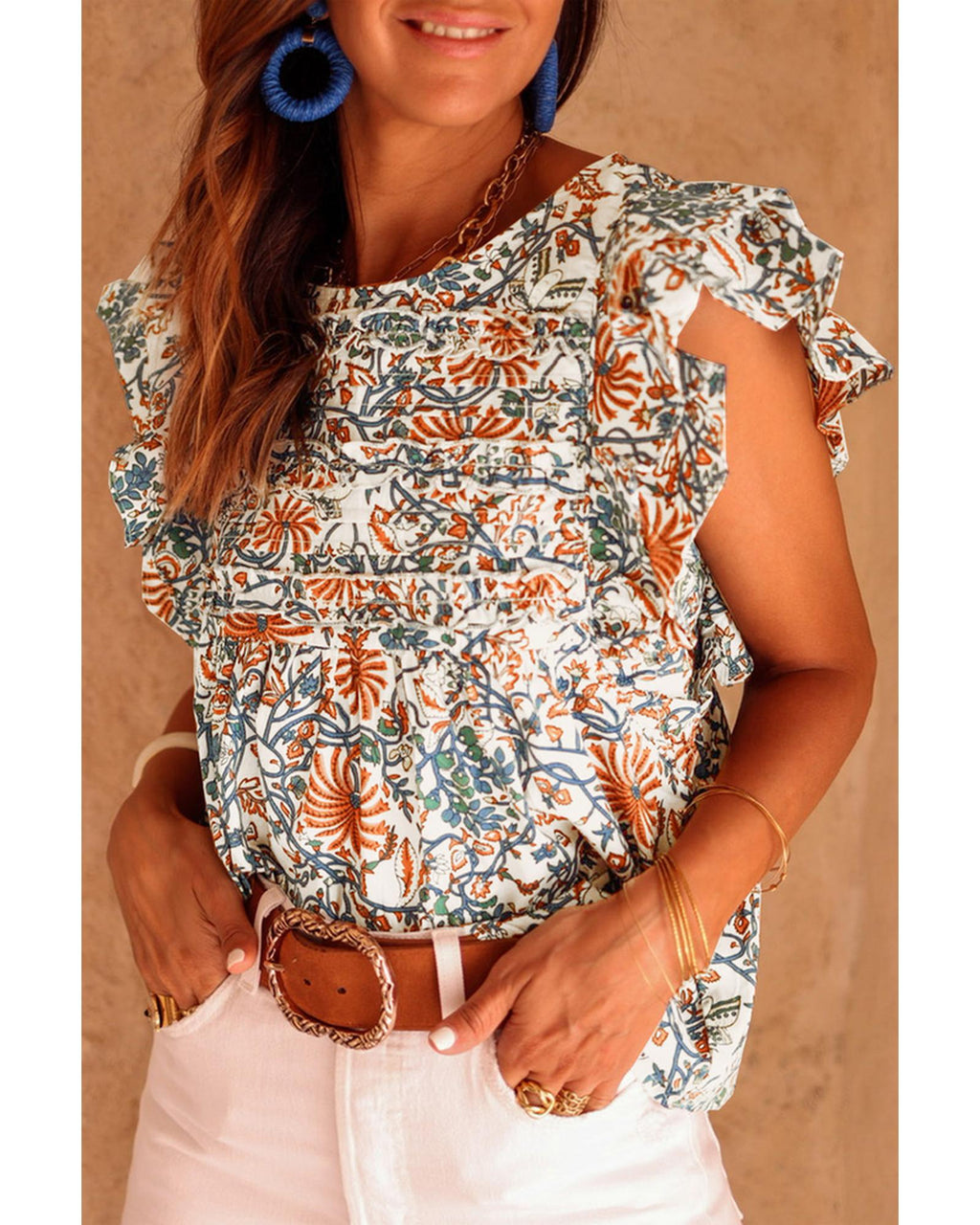 Azura Exchange Vintage Floral Sleeveless Tank Top - M Women's Tops & T-shirt Azura Exchange