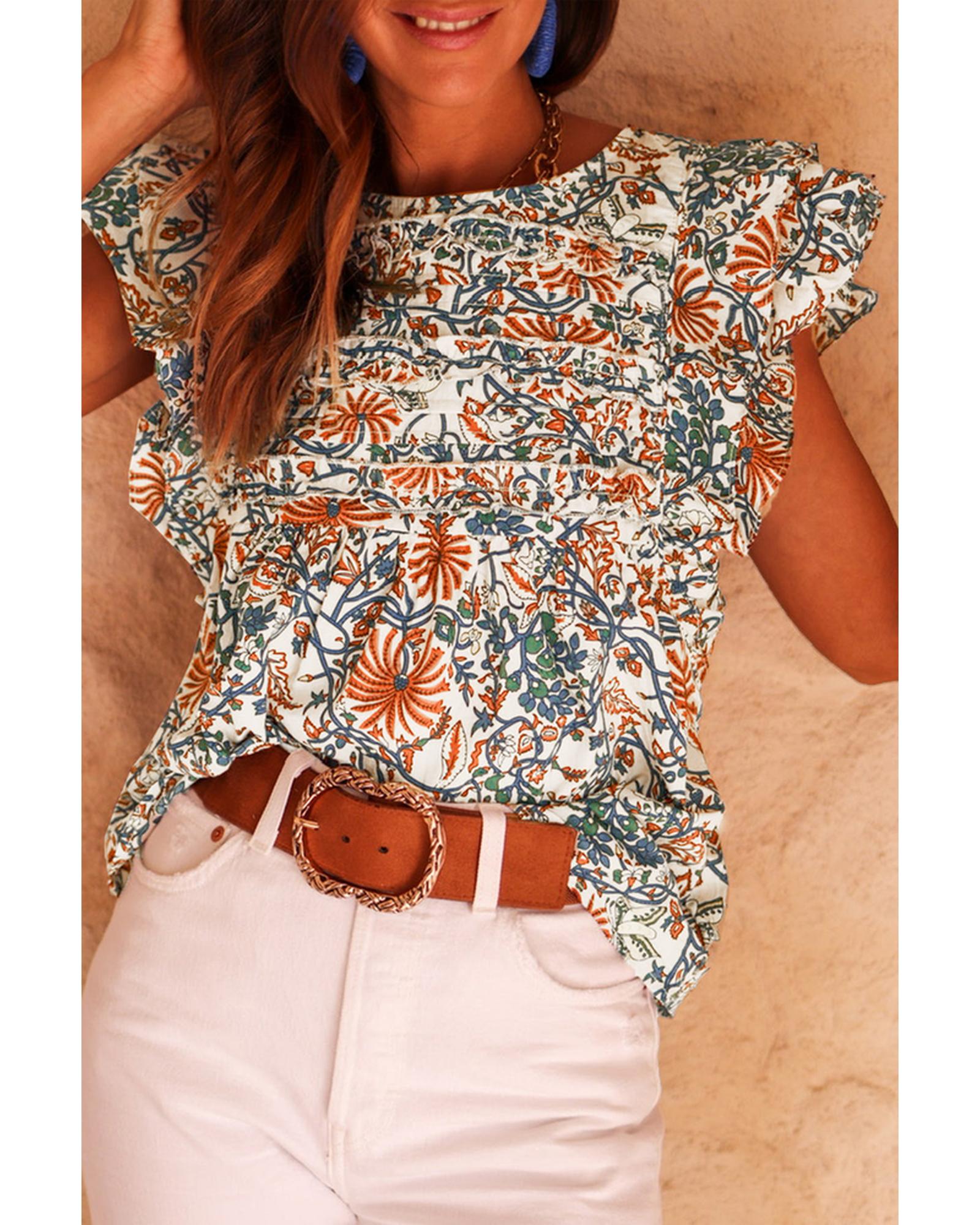 Azura Exchange Vintage Floral Sleeveless Tank Top - S Women's Tops & T-shirt Azura Exchange