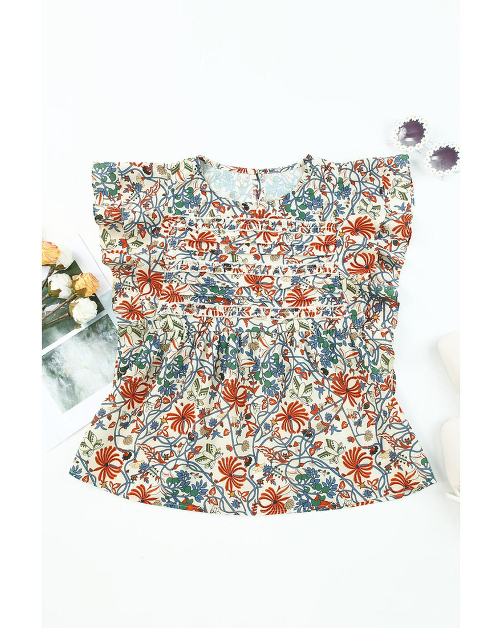 Azura Exchange Vintage Floral Sleeveless Tank Top - S Women's Tops & T-shirt Azura Exchange