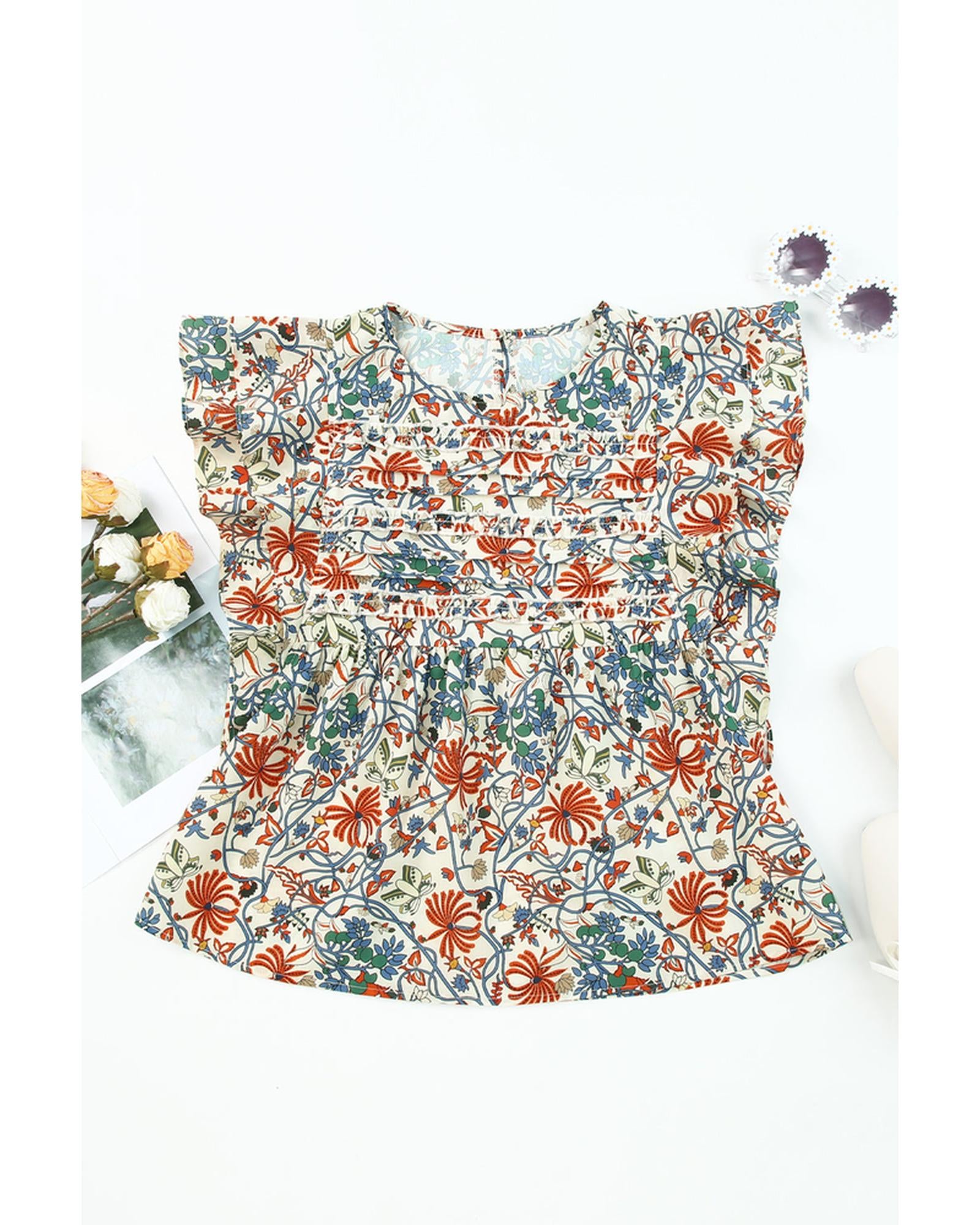 Azura Exchange Vintage Floral Sleeveless Tank Top - XL Women's Tops & T-shirt Azura Exchange