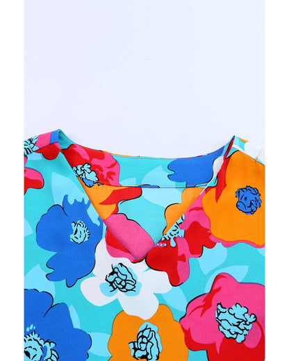 Azura Exchange Floral Print V Neck Blouse - S