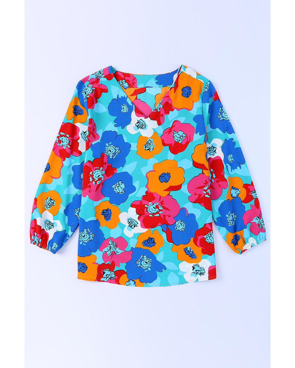 Azura Exchange Floral Print V Neck Blouse - S