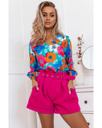 Azura Exchange Floral Print V Neck Blouse - S