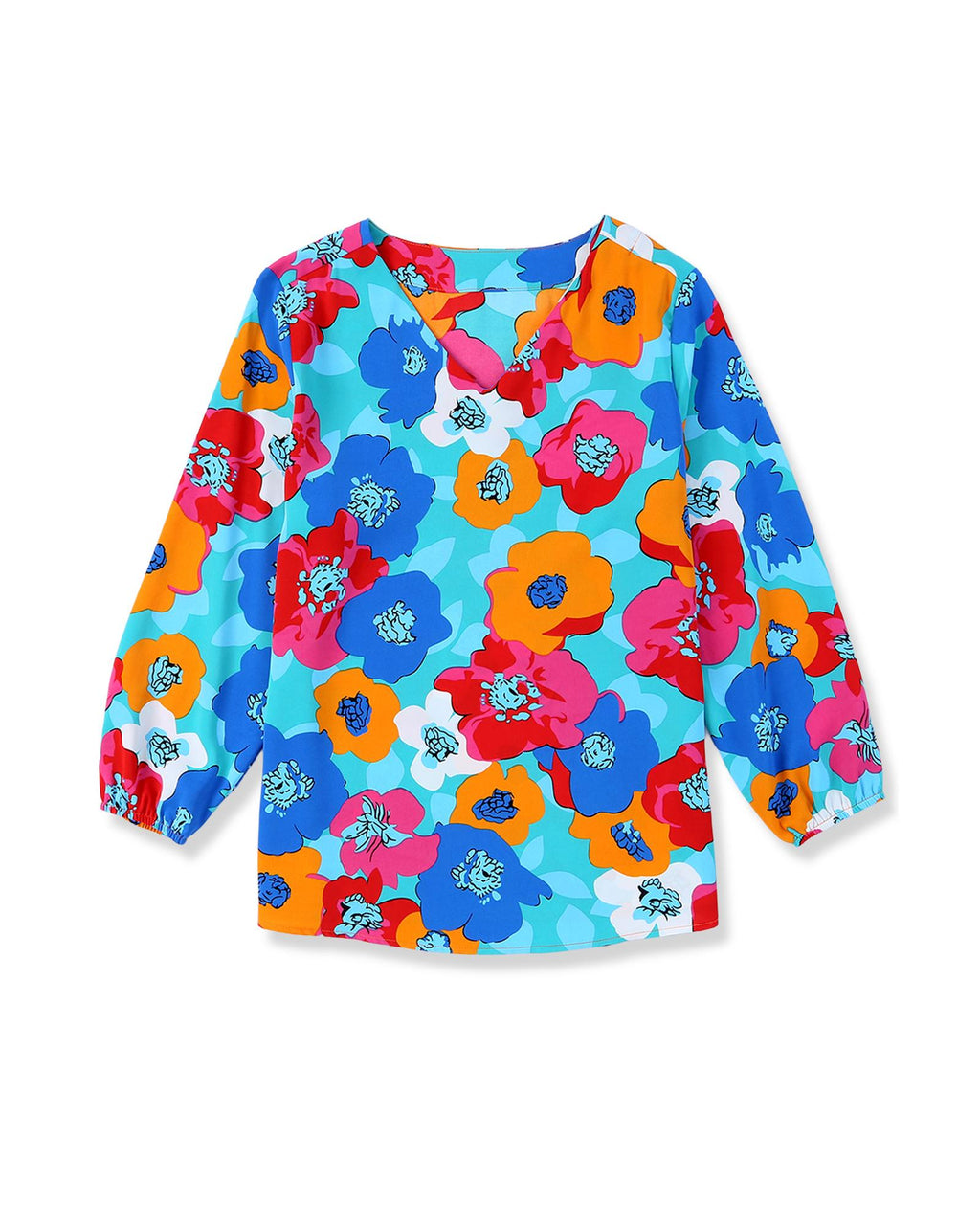 Azura Exchange Floral Print V Neck Blouse - S