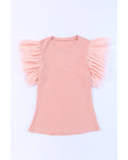Azura Exchange Ruffle Sleeve Ribbed Knit Top - S