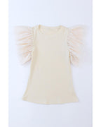Azura Exchange Ruffle Sleeve Ribbed Knit Top - M