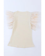 Azura Exchange Ruffle Sleeve Ribbed Knit Top - S