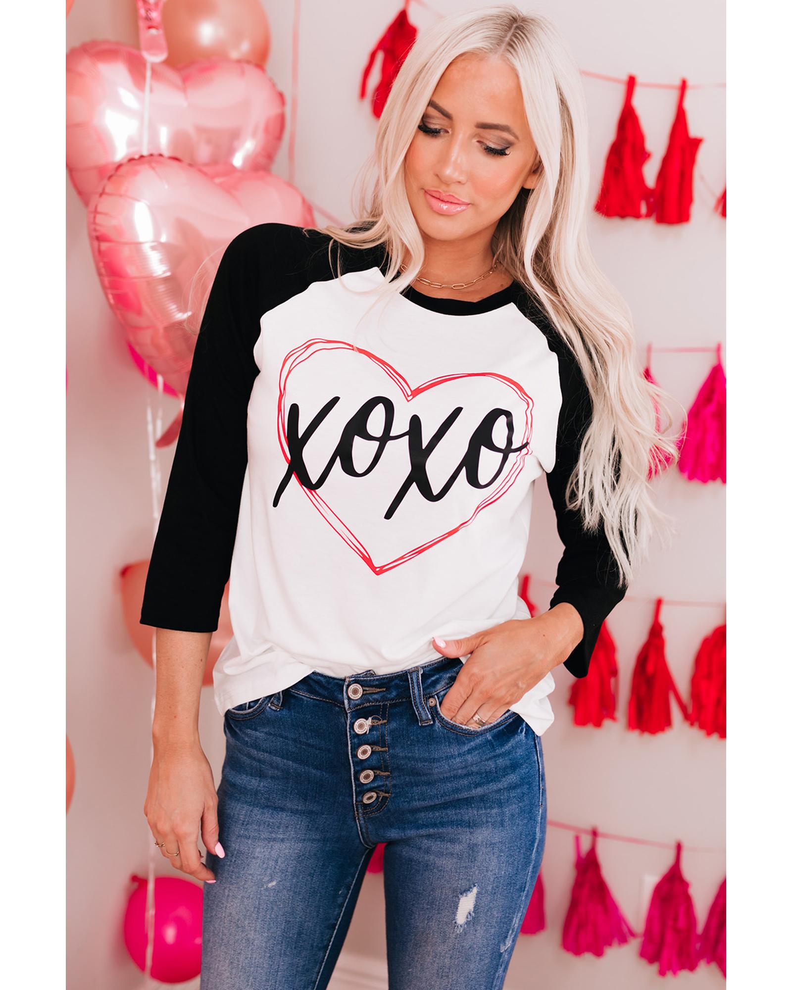 Azura Exchange Heart Graphic Contrast Sleeve Tee - M Main image