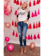 Azura Exchange Heart Graphic Contrast Sleeve Tee - M