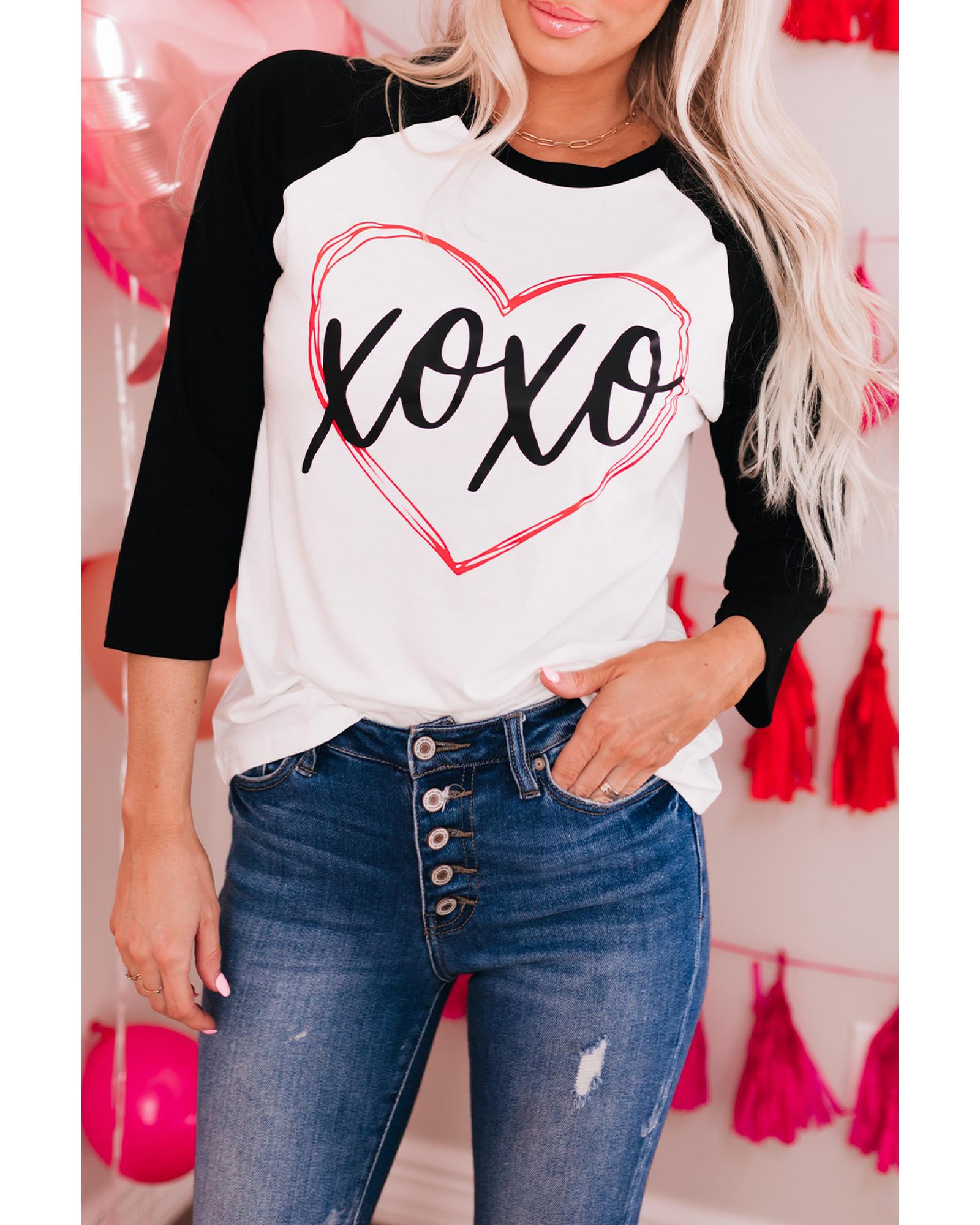Azura Exchange Heart Graphic Contrast Sleeve Tee - S Secondary image