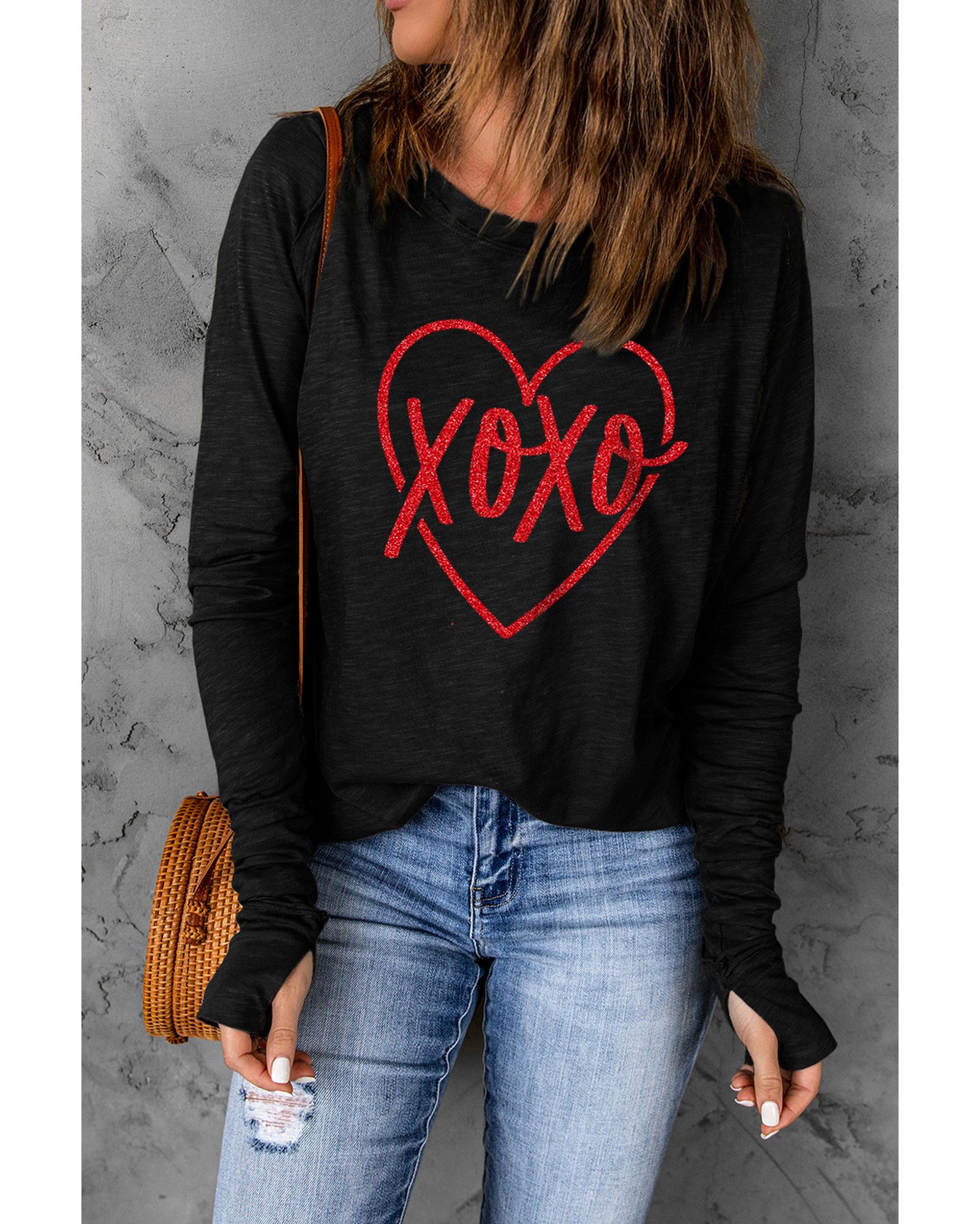 Azura Exchange Heart Shaped Print Long Sleeve Top - S Main image