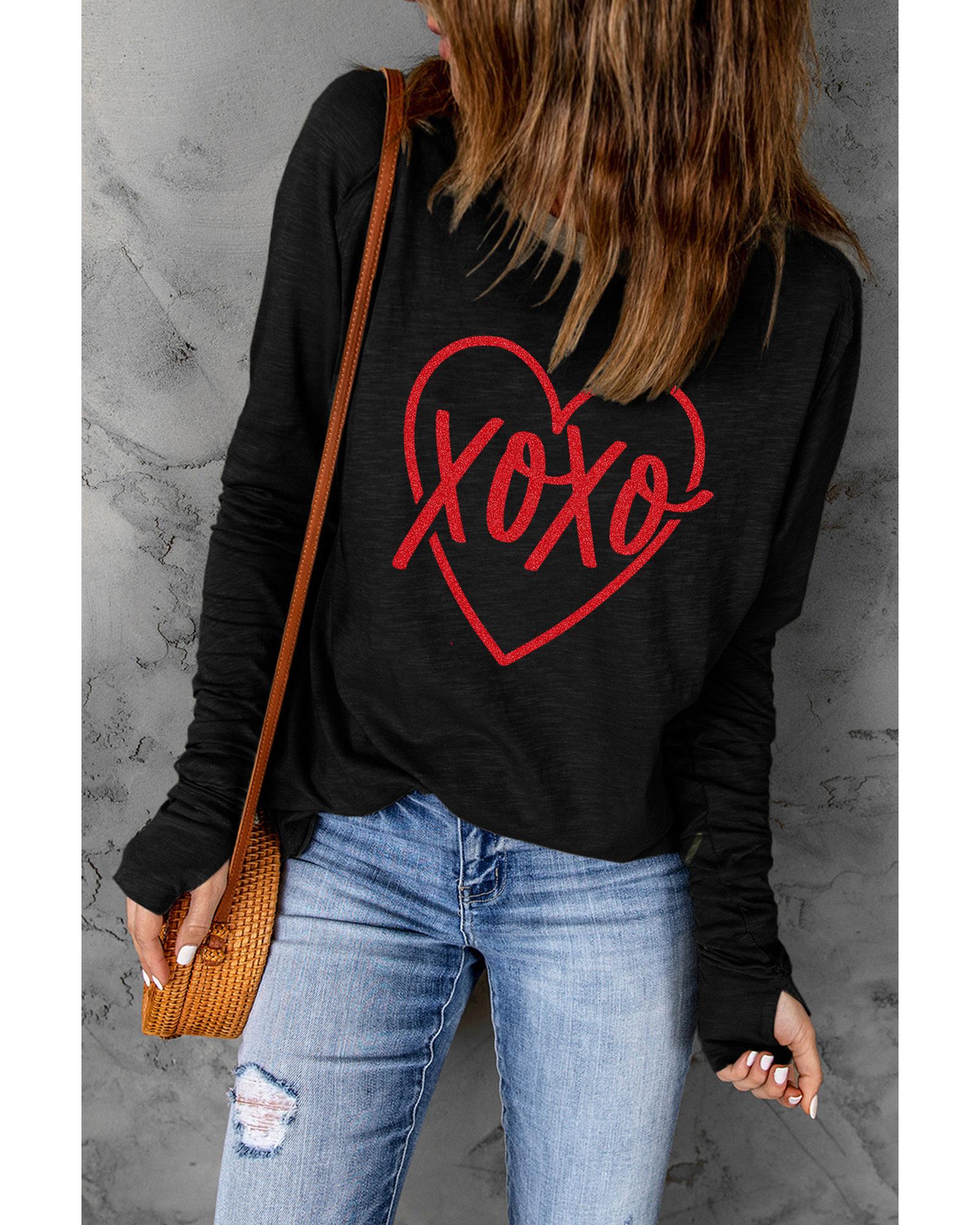 Azura Exchange Heart Shaped Print Long Sleeve Top - S Secondary image