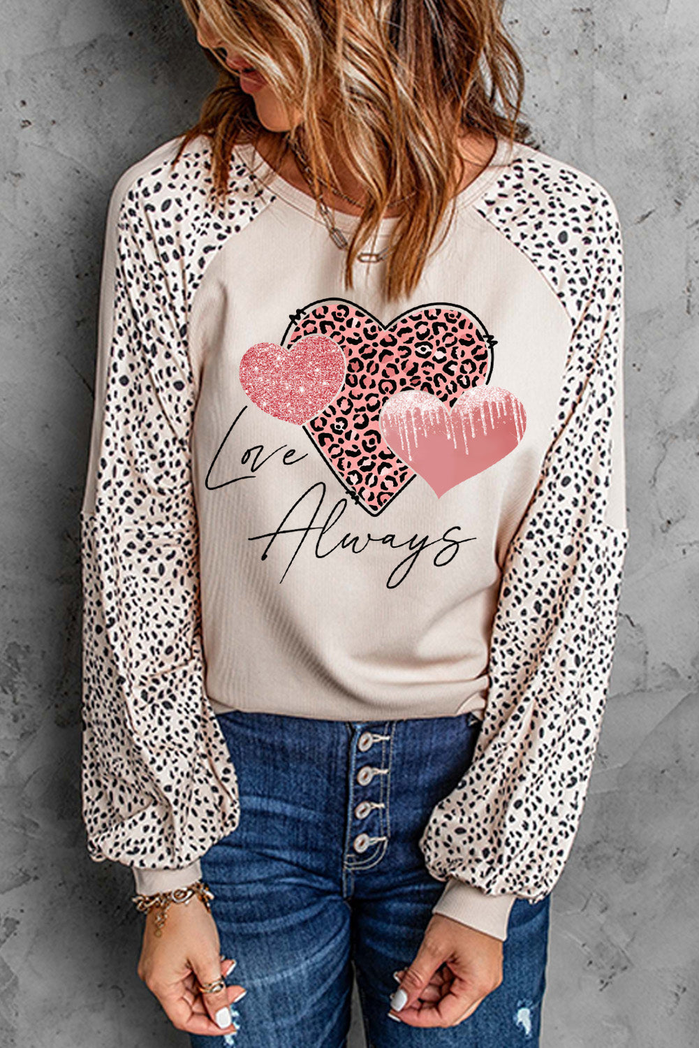 Azura Exchange Love Always Heart Leopard Color Block Top - L Main image