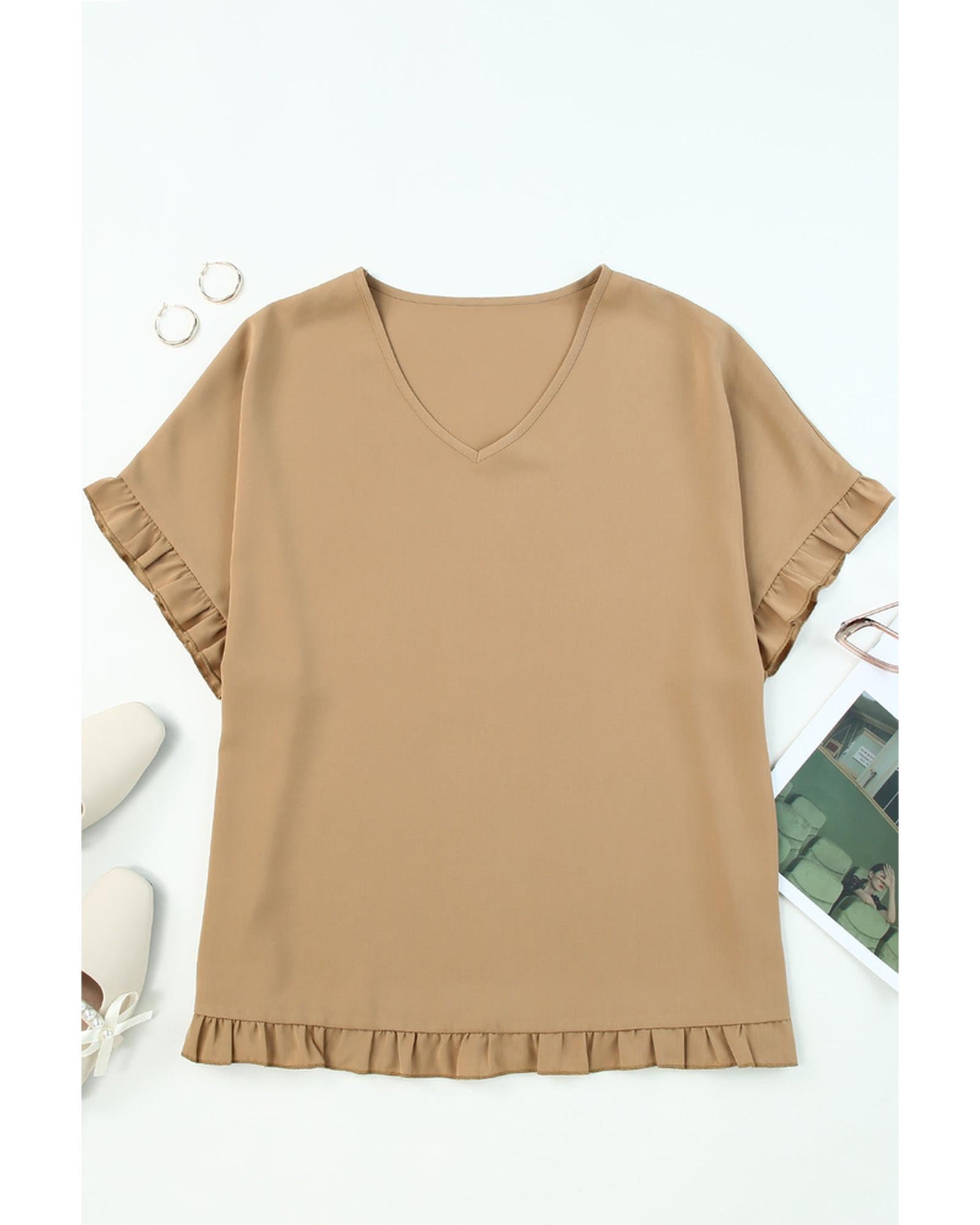 Azura Exchange Ruffle Trim Oversize Blouse - L Secondary image